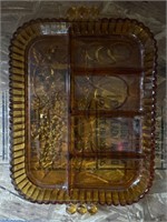 Indiana Glass Amber Divided Party Platter