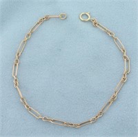 Oval and Circle Chain Link Bracelet in 10k Yellow