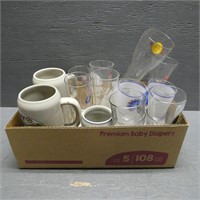 Box Lot of Assorted Beer Glasses & Steins