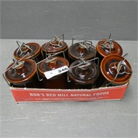 Brown Stoneware Crocks with Lids