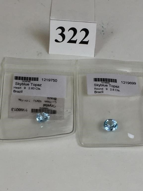 SKY BLUE TOPAZ CUT POLISHED STONES 2.8CTS AND