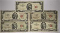 Lot of 5: $2 Red Seals