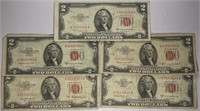 Lot of 5: $2 Red Seals