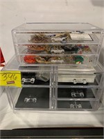 LUCITE JEWELRY CASES W/ CONTENTS