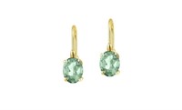 14K Gold Pl Sterling 2Ct Green Amethyst Earrings