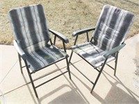 Pair of Folding Lawn Chairs, Padded Seat