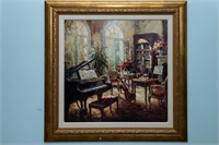 Decorative oil on canvas, English music room