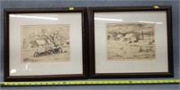 2- Lithograph Prints by Charles B. Rogers 16x15