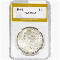 1891-S Morgan Silver Dollar PGA MS64