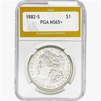1882-S Morgan Silver Dollar PGA MS65+