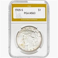 1935-S Silver Peace Dollar PGA MS63