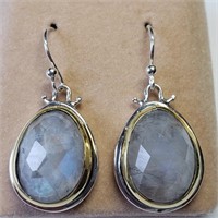 $320  Two-Toned Sterling Silver Moonstone Earrings