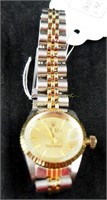 Lady's Faux Rolex Oyster Gold Stainless Watch