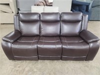 Brown Leather - Power Reclining Sofa W/USB