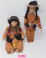 (2) Porcelain Native American Dolls