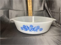 Fire king baking dish with blue flowers