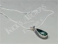 Seraphonite & silver pendant/ chain