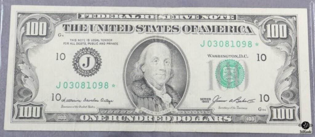 Federal Reserve Note Star 100 Dollar Bill