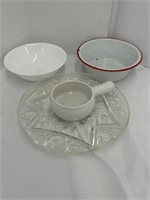 Plastic Platter Tray And Bowls