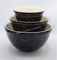 (S1) Hull Black & Pink Drizzle Nest of Bowls