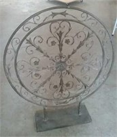 Large Metal Circular Decorative Piece on Base 34"D