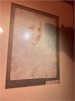Da Vinci-Style Italian Girl Red Chalk Portrait
