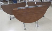 (3) Folding round top tables on casters.