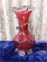 Mouthblown Ruby Flash Glass Vase