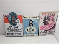 (3) Assorted Vintage Style Metal Signs