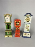 (3) Miniature Grandfather Clocks