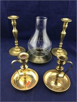 Pair of Heavy Brass Candlesticks Plus