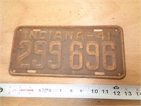 1941  INDIANA LICENSE PLATE