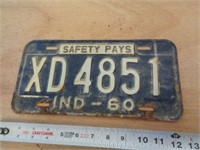1960  INDIANA LICENSE PLATE