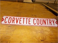 Corvette Country Metal Sign, 36"Lx6"H