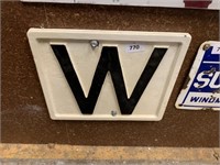 "W"  WHISTLE CAST IRON PLATE SIGN