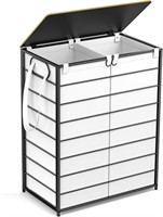 2 Section Laundry Hamper with Lid  Iron-Made