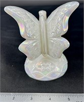 Fenton White Opal Iridized Butterfly on Branch