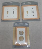 C12) 3 NEW GE Decorator Outlet Plate Switchplates