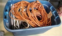 Tub of extension cords and hangers