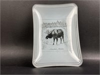 Alaska Moose Small Glass Tray 4.5x3.5"