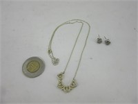 Collier et boucle d'oreille en argent 925