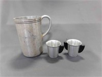 Vintage Tin Pitcher & Vintage Aluminum Cream