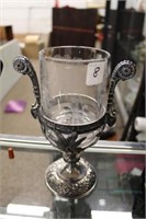 Victorian Silverplate Spooner w/ etched Hunting