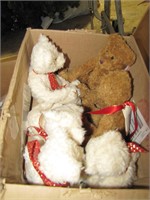 3 boxes of stuffed animals and other