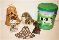 Bird House, Bell Trivet, Eagle Bookend, Snowmen