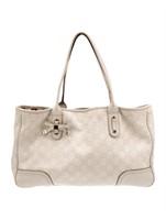 Gucci Neut Leather Graphic Print Gg Princy Tote