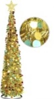 Pop Up Christmas Tinsel Tree with Lights