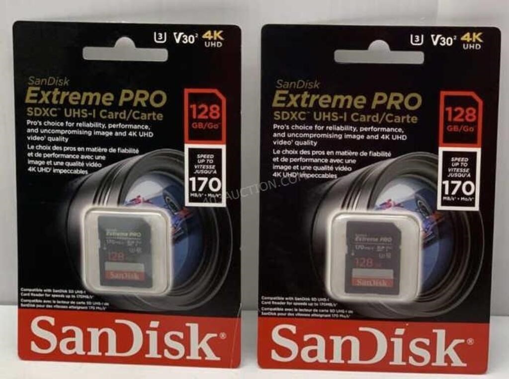 Lot of 2 SanDisk 128GB SD Card - NEW $60