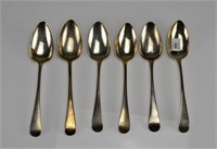 Six Georgian table spoons