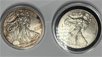 Pair Of Standing Liberty Silver Dollars